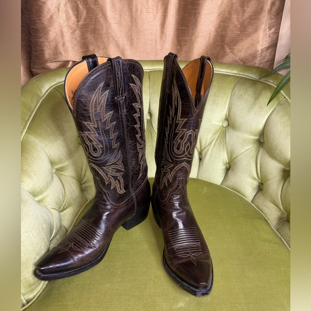Lucchese Corbin Cowboy Western Boots Mens 9.5 Mad Dog Leather Goat L0414 - Picture 7 of 11